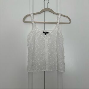 Lulus Ivory Cotton embroidered ruffled sleeveless top tank small boho